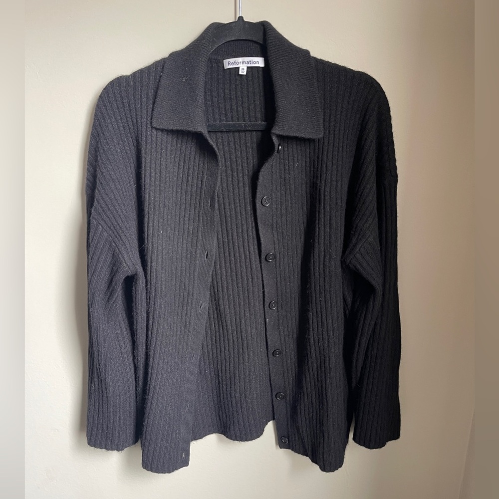 Reformation Fantino Cashmere Collared Cardigann Black Size XS